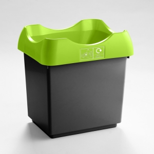 30 Litre Recycling Bin dark grey base with lime green lid