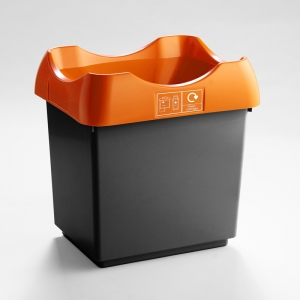 30 Litre Recycling Bin dark grey base with orange lid