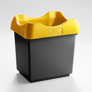 30 Litre Recycling Bin dark grey base with yellow lid