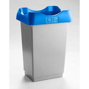 50 Litre Recycling Bin light grey base with blue lid