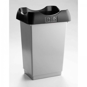 50 Litre Recycling Bin light grey base with black lid