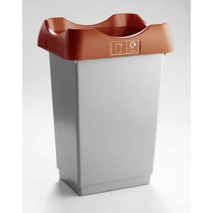 50 Litre Recycling Bin light grey base with brown lid