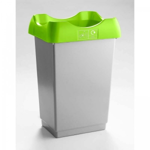 50 Litre Recycling Bin light grey base with lime green lid