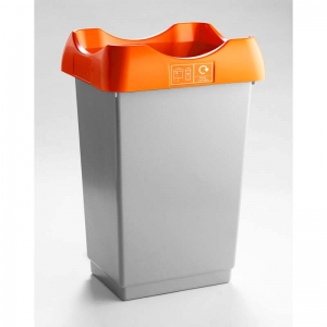 50 Litre Recycling Bin light grey base with orange lid