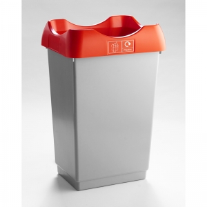 50 Litre Recycling Bin light grey base with red lid