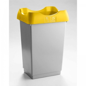 50 Litre Recycling Bin light grey base with yellow lid