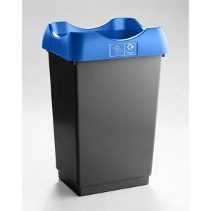 50 Litre Recycling Bin dark grey base with blue lid