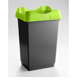 50 Litre Recycling Bin dark grey base with lime green lid