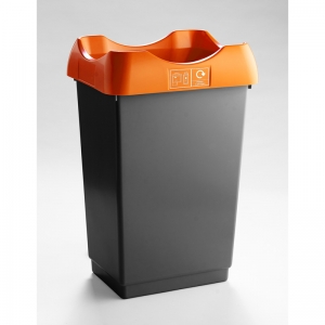 50 Litre Recycling Bin dark grey base with orange lid