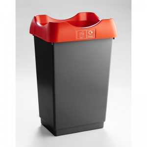 50 Litre Recycling Bin dark grey base with red lid