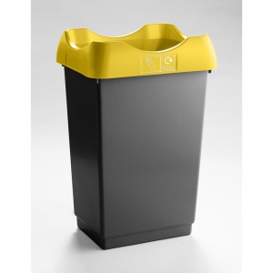 50 Litre Recycling Bin dark grey base with yellow lid