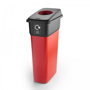 55 Litres Recycling Bins in IML finish - red with hole top