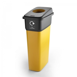 55 Litres Recycling Bins in IML finish - yellow with hole top