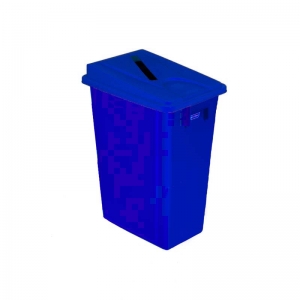 60 litre slim fit blue recycling bin with blue paper slot lid
