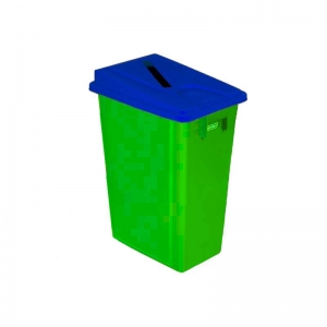 60 litre slim fit green recycling bin with blue paper slot lid