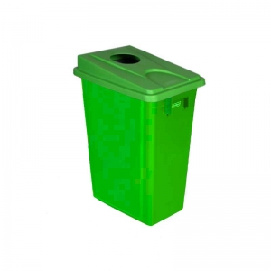60 litre slim fit green recycling bin with green round aperture lid
