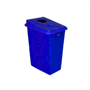 60 litre slim fit blue recycling bin with blue round aperture lid
