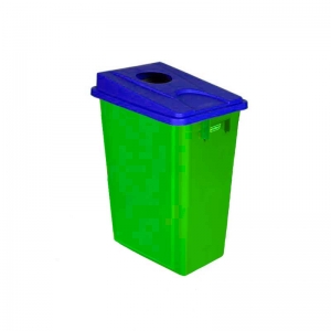 60 litre slim fit green recycling bin with blue round aperture lid
