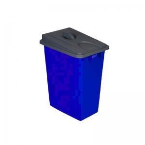 60 litre slim fit blue recycling bin with grey handle lid