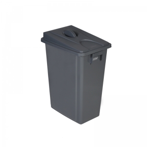 60 litre slim fit grey recycling bin with grey handle lid
