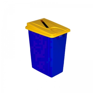 60 litre slim fit blue recycling bin with yellow paper slot lid
