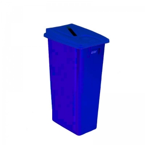 80 litre slim fit blue recycling bin with blue paper slot lid