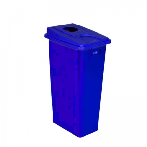 80 litre slim fit blue recycling bin with blue round aperture lid