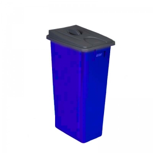 80 litre slim fit blue recycling bin with grey handle lid