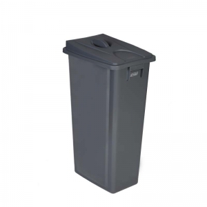 80 litre slim fit grey recycling bin with grey handle lid