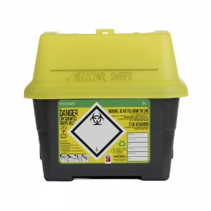 Yellow sharps disposal container 2 litre