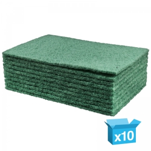 10 Vileda Abrasive Scourer Pads Green Scrub Kitchen Pot Cleaner Scrubber 9" x 6" 