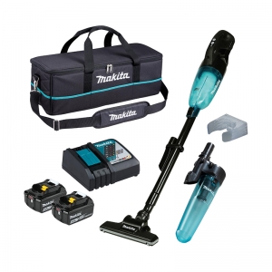 Makita 18V Handheld Vacuum Cleaner with 2x 2.5ah batteries and charger, Cyclone attachment, Wall Bracket & Tool Bag