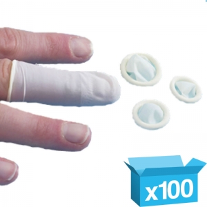 Powderfree latex fingercot size Medium pack of 100