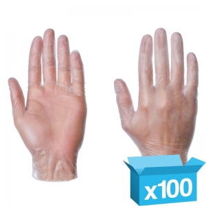 10 x Clear Vinyl PF disposable gloves Medium