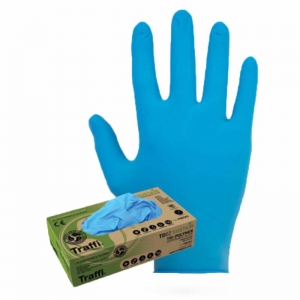Carbon neutral, Biodegradable Blue stretch fit disposable gloves size Small