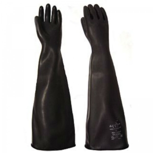 Black rubber gauntlets 24" heavyweight size 10 (L)