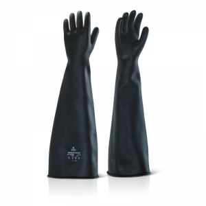 Black rubber gauntlets 24" heavyweight size 11 (XL)