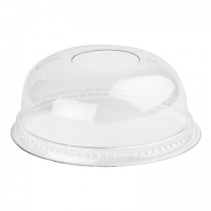 Clear domed lid with hole for 15oz Clear PET smoothie cups