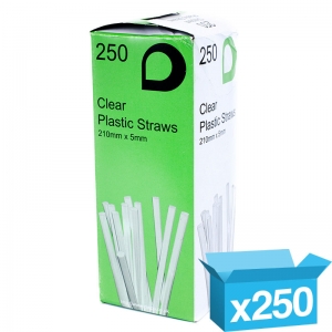 8" clear bendy 5mm drinking straws