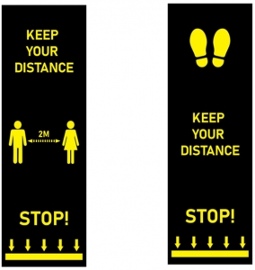 Covid-19 heavy duty floor mat - Stop sign social distancing - 70 x 200cm