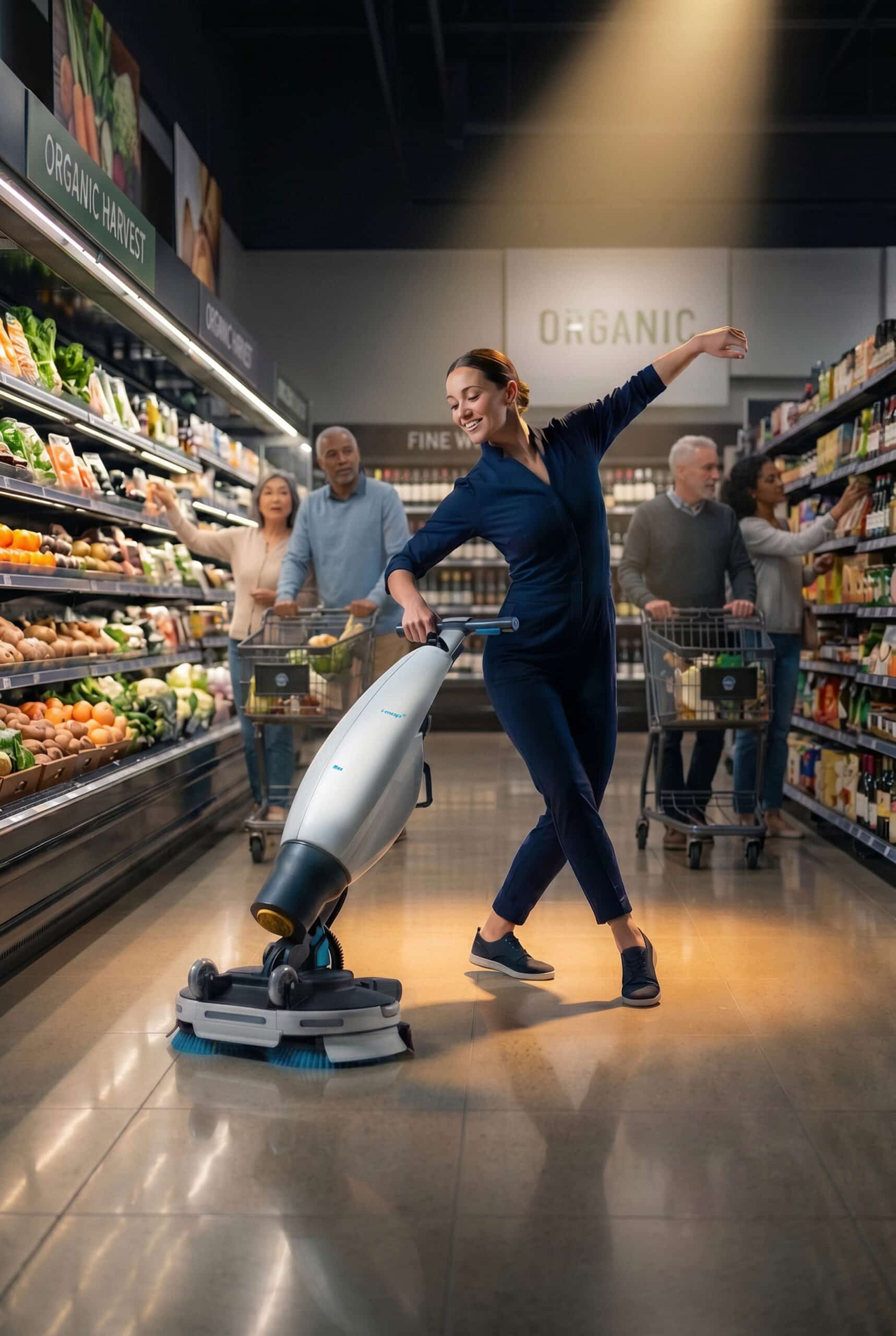 The i-mop 46 MODULAR in use in a supermarket