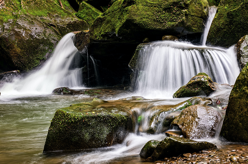 Flowing clean river waterfall